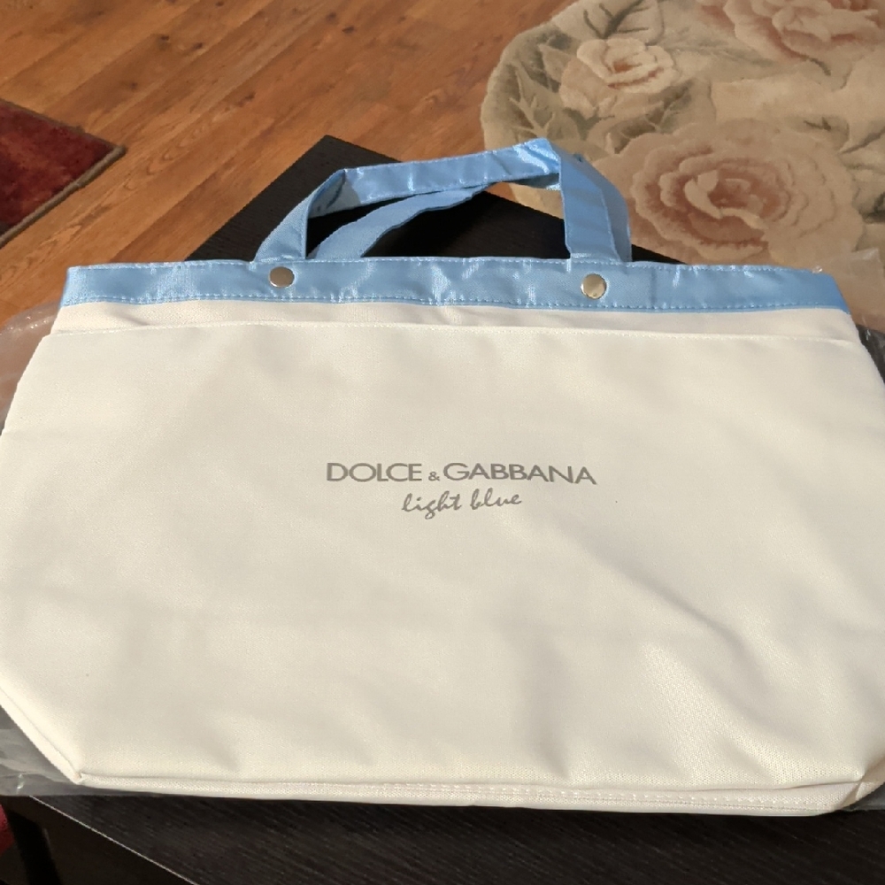 Dolce & Gabbana White and Light Blue Tote